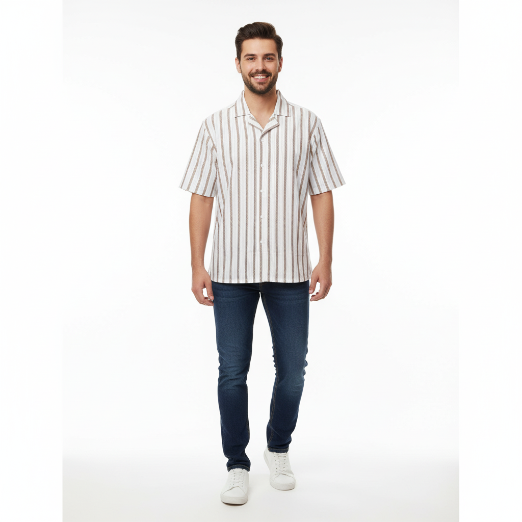 White designer shirt for men with lines