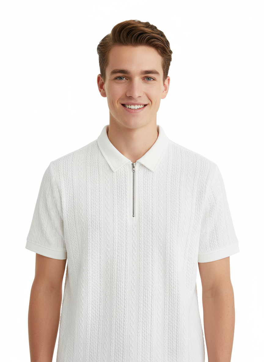 Modern T-shirt for men with white colour texture fabric