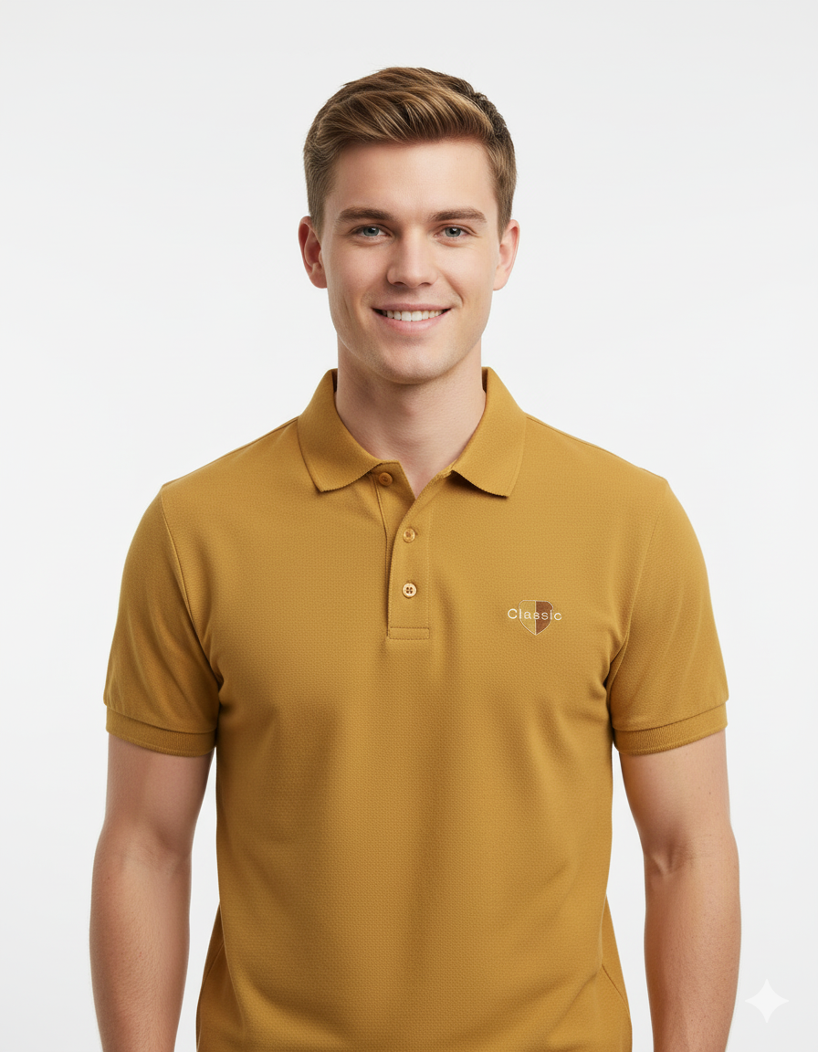 Modern Polo Yellow T-Shirt for Men - Classic