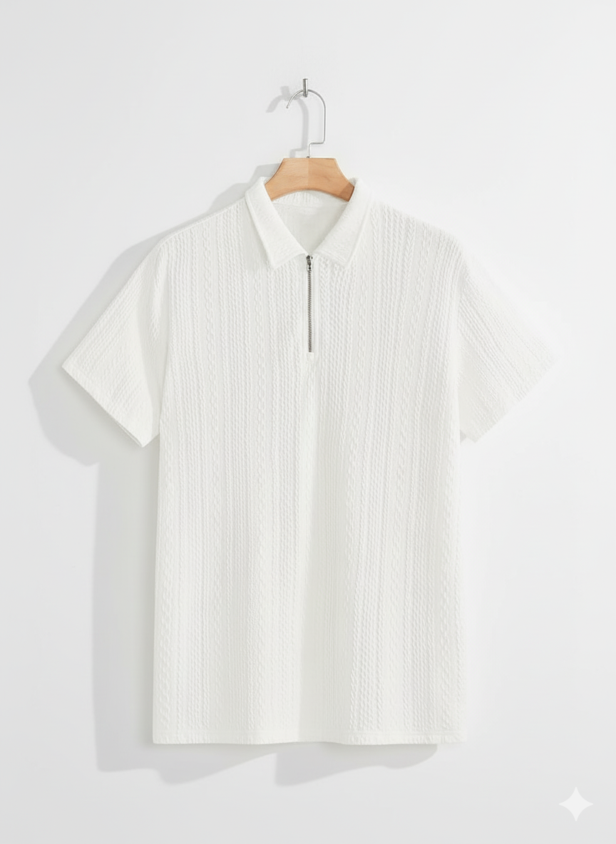 Modern T-shirt for men with white colour texture fabric