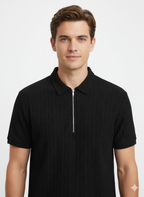 Modern T-shirt for men with black colour texture fabric