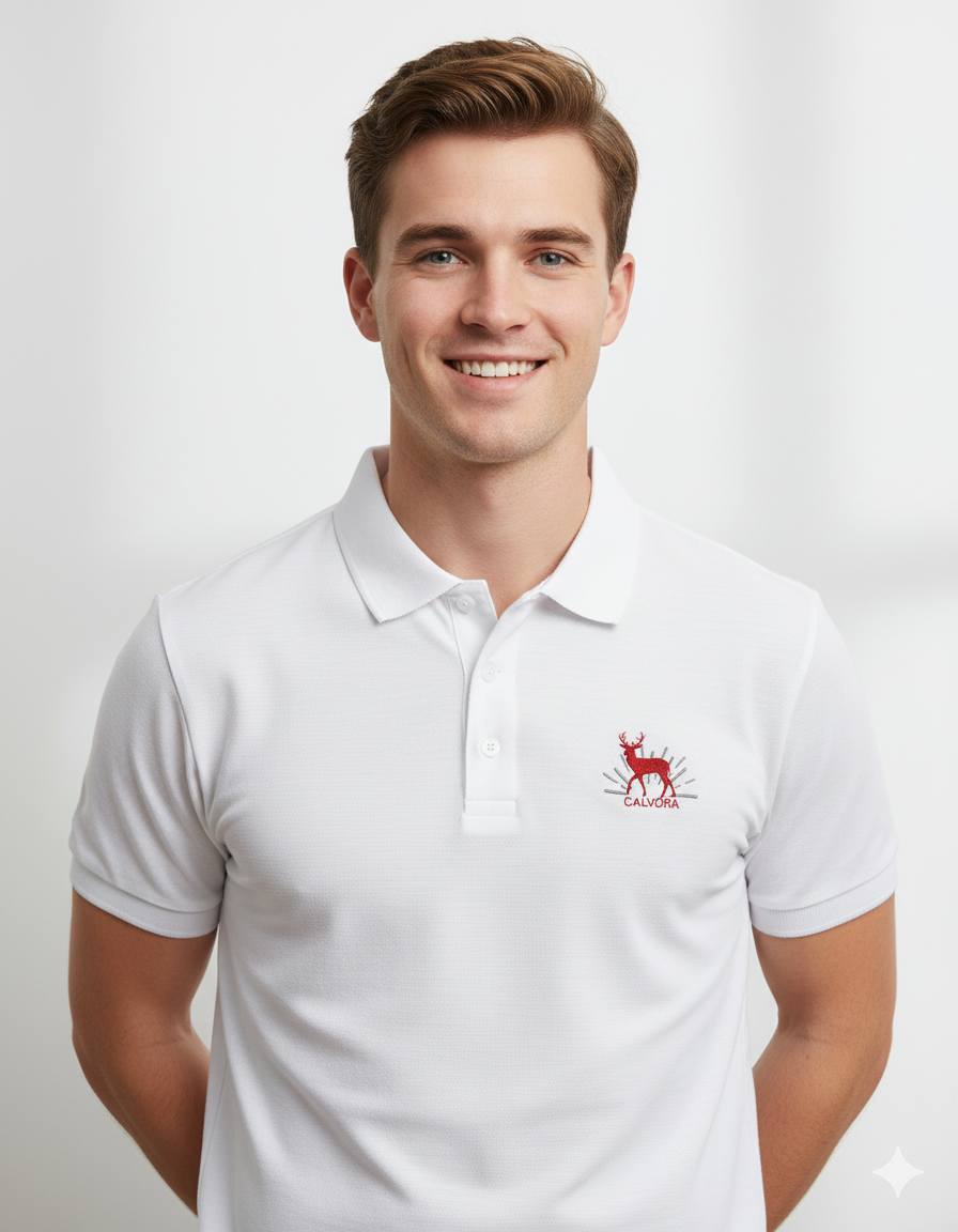 Modern Polo White T-Shirt for Men - Red Deer Style