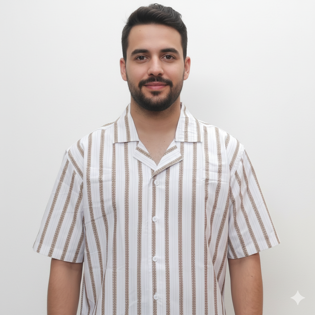 White designer shirt for men with lines