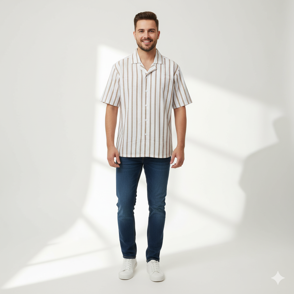 White designer shirt for men with lines
