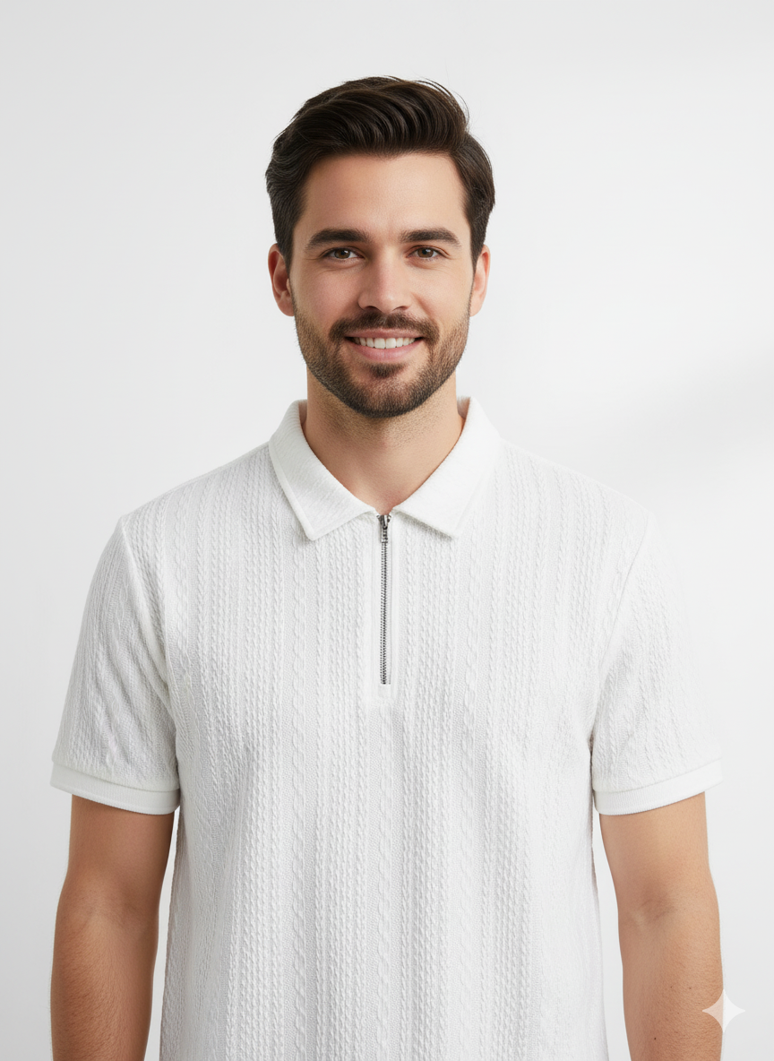 Modern T-shirt for men with white colour texture fabric