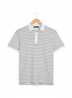 Calvora regular fit polo white polo t-shirt with lines - Calvora
