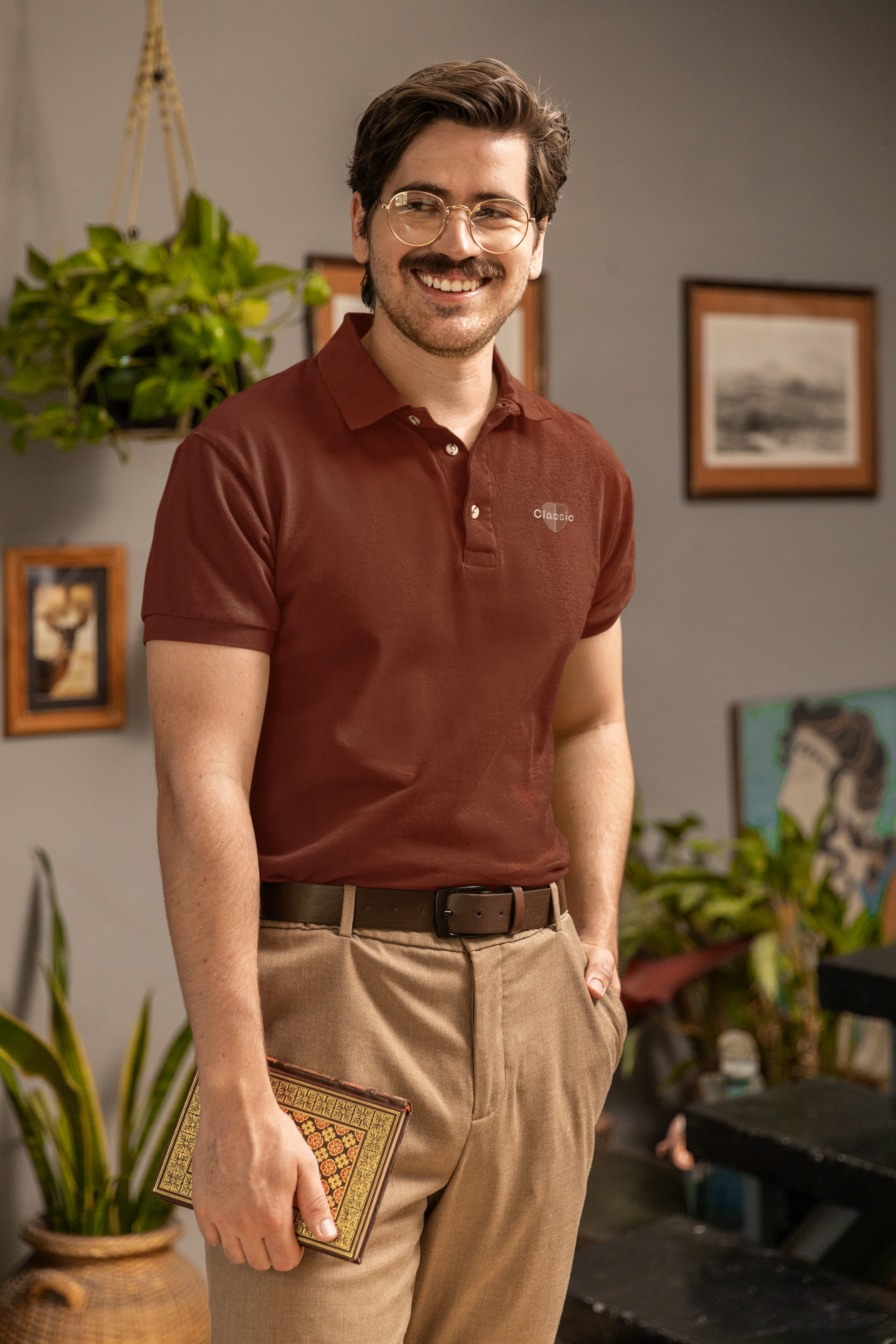 Modern Polo Brown T-Shirt for Men - Classic